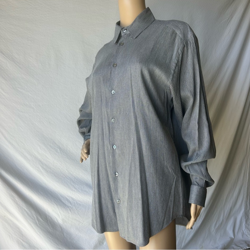 ARMANI Collezioni Classic Blue Gray Striped Men's Shirt